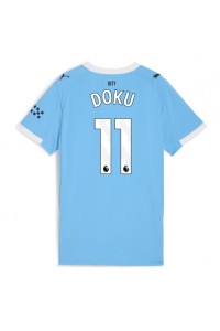 Manchester City Jeremy Doku #11 Jalkapallovaatteet Naisten Kotipaita 2025-26 Lyhythihainen